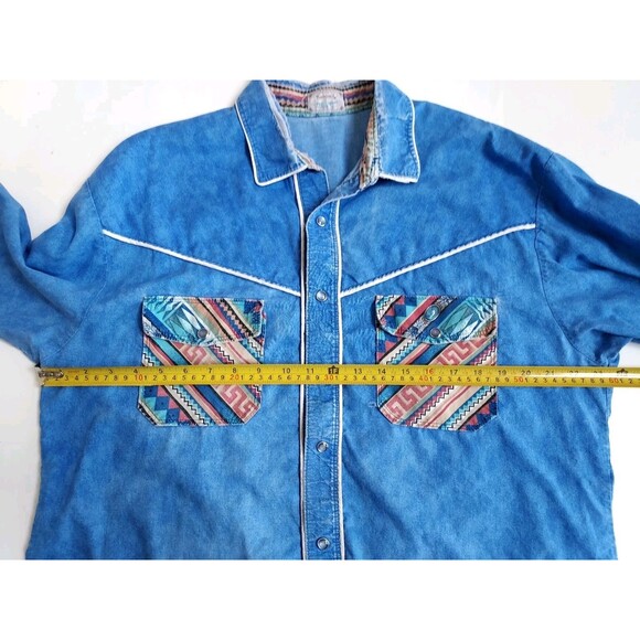 Vintage Handmade Mens Well Worn Western Pearl Snap LS Shirt W/Pockets Size XL - Picture 5 of 8